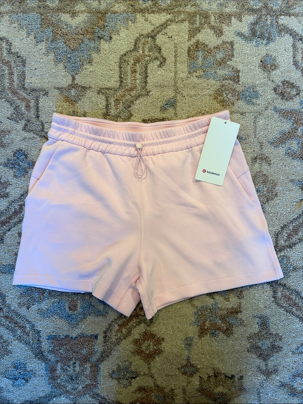 NWT lululemon athletica Pastel Pink Athletic Drawstring Shorts 8 Softstreme 4”